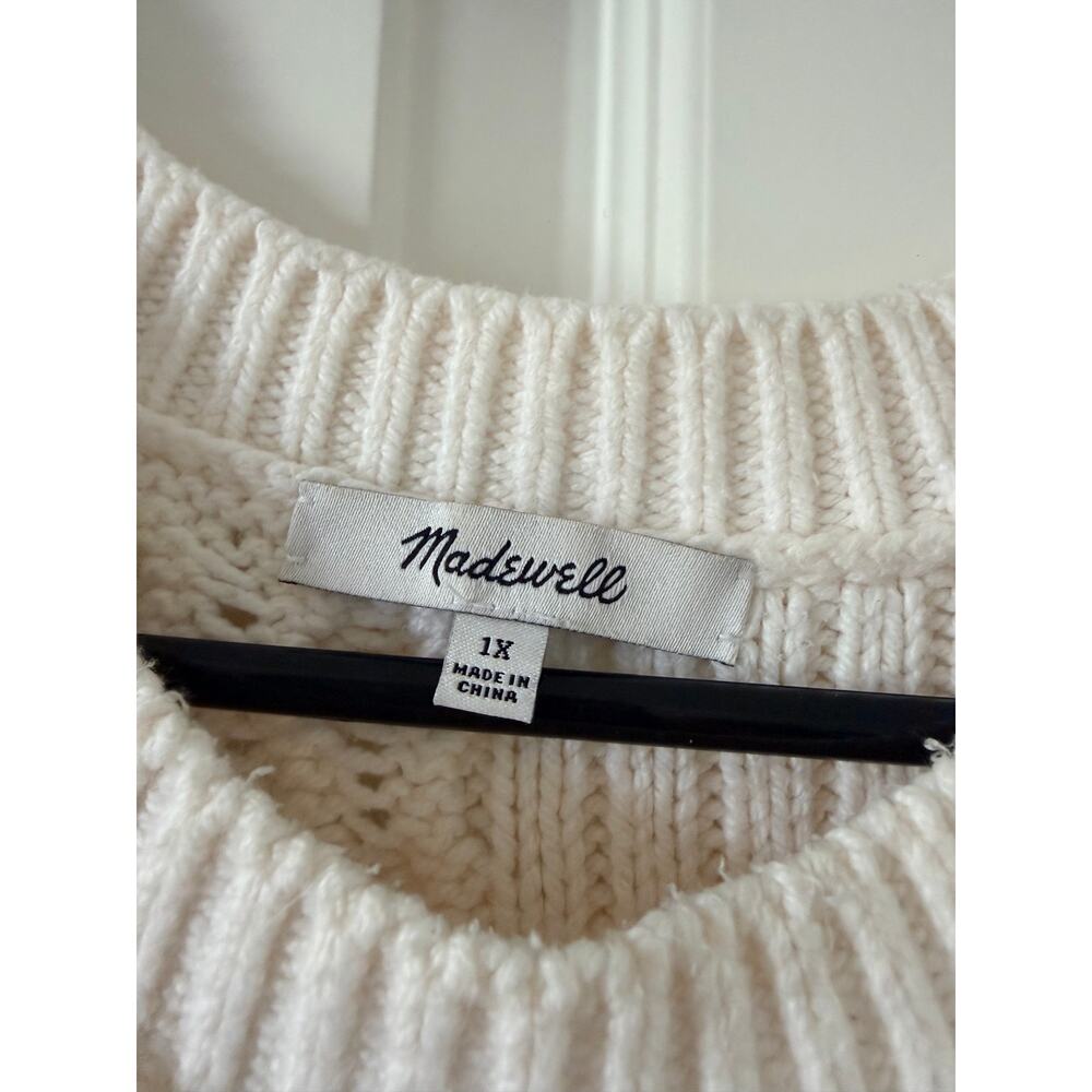 Madewell Cream Patchwork Cable Knit Sweater Vest 1X - Picture 6 of 9